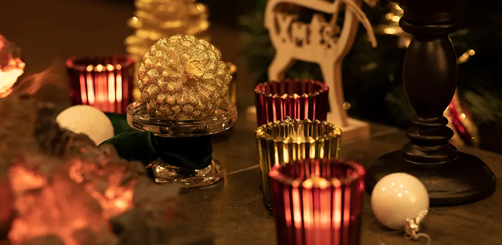 クリスマス 飾り 装飾 キャンドルスタンド りんご モチーフ 豪華