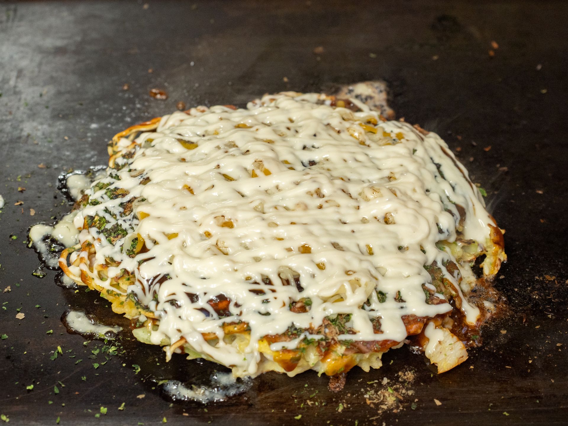 完成したお好み焼き